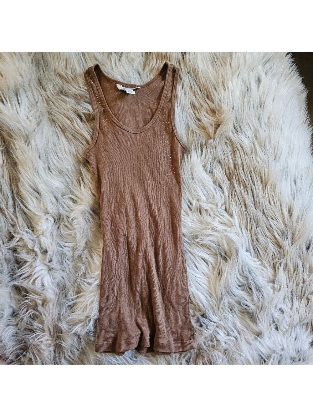 Brown Embellished Tank